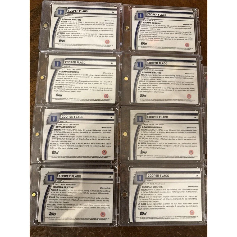 Lot Of 9 2025 Bowman Chrome U Basketball COOPER FLAGG 1st Bowman Duke And Mcdon
